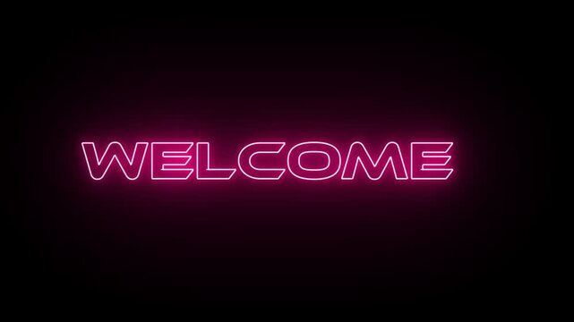 welcome glowing neon sign with neon lights