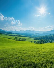 Fototapeta premium Breathtaking sunrise over lush green fields in the appalachian mountains nature scenic view tranquil landscape