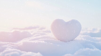 Fototapeta premium Heart Shaped Snowman Built in Soft White Snow Under Gentle Light