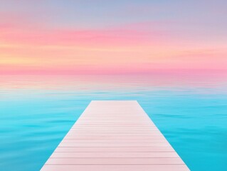 Obraz premium Tranquil sunset at serene dock ocean view landscape calm waters aesthetic perspective