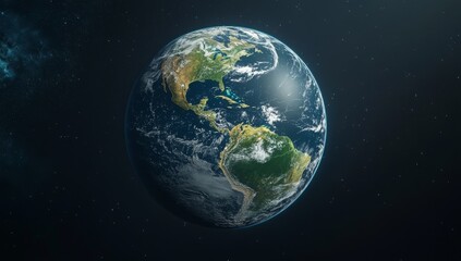 Obraz premium Earth, space, rotating, clouds, nebula, America, globe, planet, background, educational