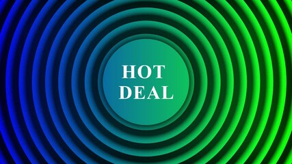 Hot Deal animation. Digital flash Sale discount offer with spiral Animation background.
