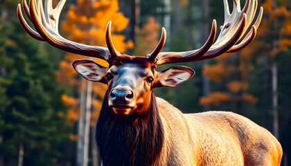 a close up of a deer with large antlers
