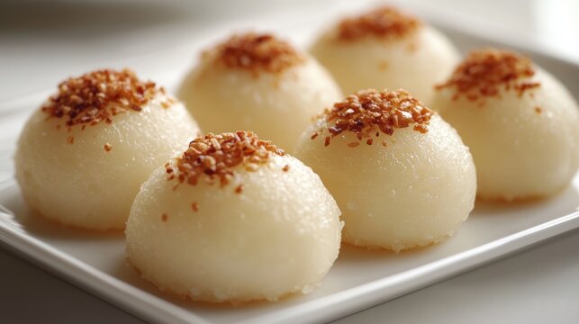 Popular Borma dessert close-up on white plate showcasing its delicious details