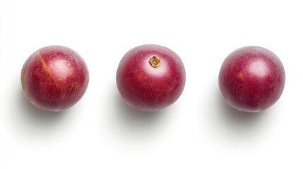 Obraz premium Three Red Grapes Isolated White Background Simple Studio Shot