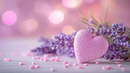 Obraz premium Valentines day soft lavender background with pastel pink polka dots.