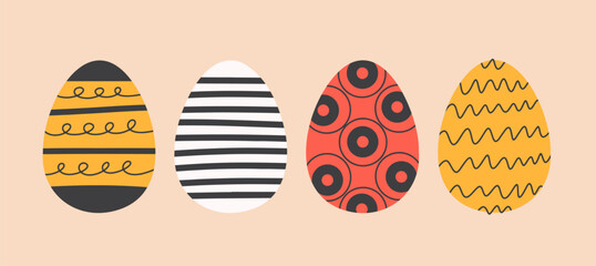 Easter abstract eggs hand-drawn set. Vector elements.