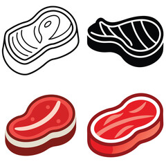 Meat Steak Icon Vector Art Illustration Set for Culinary and Food Graphics Design