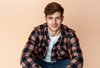 Fototapeta premium Male portrait in flannel shirt