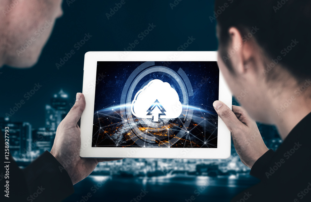 Poster cloud computing software for modish remote work and personal data storage