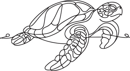 Minimalist Sea Turtle Vector Art. Line Drawing Style