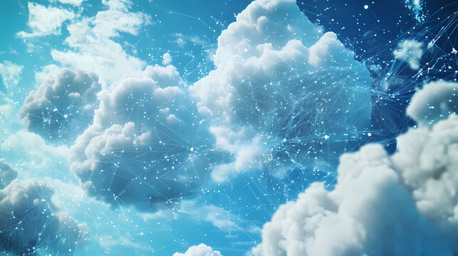 Sentient cloud computing network visualized as a dynamic weather system. Sentient Storms. Illustration