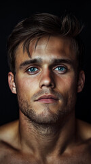 Obraz premium Intensiver Blick eines jungen Mannes mit perfekt gestyltem Haar