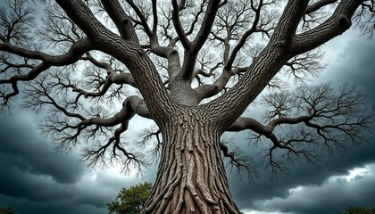 Fototapeta premium Bare Tree Against Dark Stormy Sky