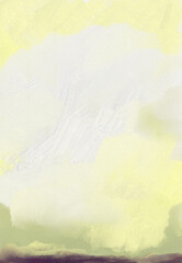 Fototapeta premium Impressionistic Simple Cloudscape or Landscape- Digital Painting, Art, Illustration, Design - in Yellow & Brown w/Texture