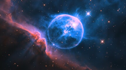 Cosmic Nebula Displays Celestial Sphere And Stars