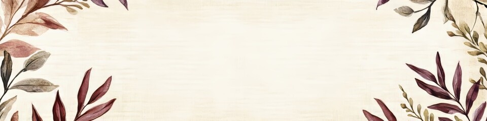 Delicate Mauve And Cream Watercolor Background With Botanical Drawings, Soft Pastel Tones