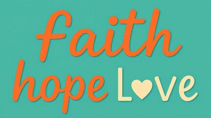 Words representing faith, hope, and love come together in vibrant styles, evoking a sense of inspiration and spirituality, especially during Easter festivities