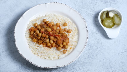 Traditional home made turkish rice and cheakpea dish