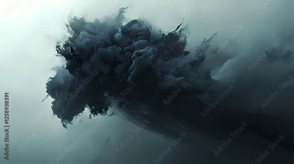 Wall mural cloud of sentient floating black smoke generative ai. sentient storms. illustration