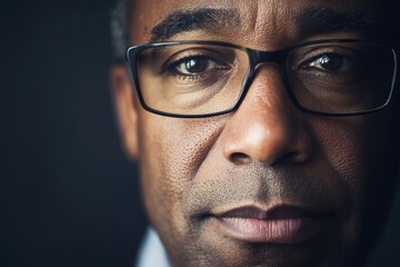 Fototapeta premium Man in glasses, serious expression