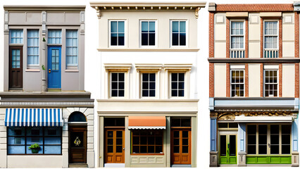 Obraz premium Charming diverse coffee shop facades element set