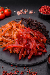 Jerky, dried chicken slices with salt and spices