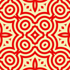 Arrowheads, lozenges, circles ornament. Seamless pattern. Mosaic backdrop. Tiles wallpaper. Ethnic motif. Geometric linear background. Digital paper. Geometrical textile print. Embroidery image