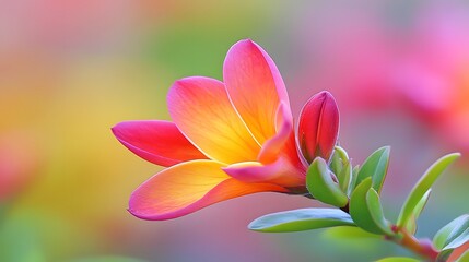 Fototapeta premium Vibrant Pink and Yellow Flower Blossom Closeup