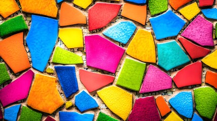 Fototapeta premium Vibrant Rainbow Mosaic Tile Texture Background