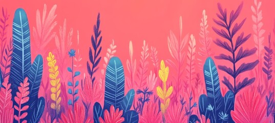 Pastel Coral Garden, Abstract Floral Illustration, Gentle Shadows, Soft Focus, Simple Composition
