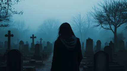 foreboding misty graveyards