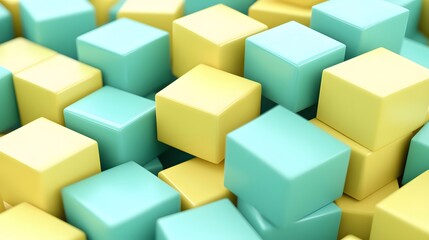 Obraz premium Abstract 3D Render Yellow Green Cubes Background