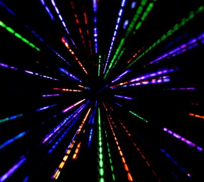 Tunnel effect with colored lights. Generative AI.