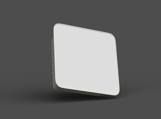 3d rendered image of a small square food foil tray isolated on a dark background