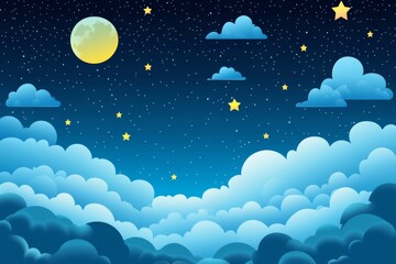 Obraz premium Night sky clouds moon stars background illustration