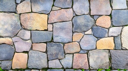 Obraz premium Multicolored Stone Wall Texture Background Irregular Patterned Rock Surface