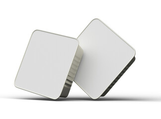 3d rendered image of a small square food foil tray isolated on a transparent background