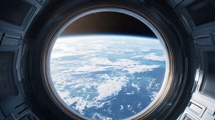 Exploration of earth from space a glimpse through a spacecraft window cosmic view vast atmosphere
