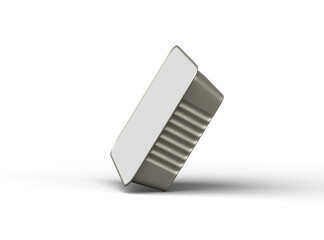 3d rendered image of a small square food foil tray isolated on a light background