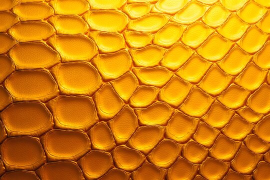 Close-up of vibrant yellow reptile skin texture with scales pattern