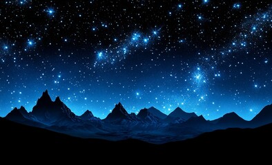 Night sky, starry mountains, cosmic landscape, space, wallpaper