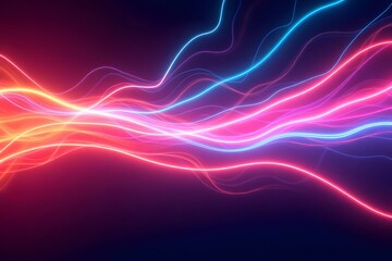 Fototapeta premium Dynamic neon light trails on dark background with vibrant colors and motion