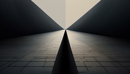  A minimalistic abstract path splitting into two different directions—one dark and chaotic, the other bright 