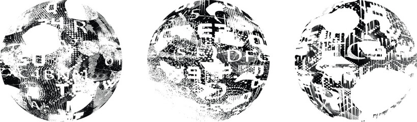 Grunge sphere Collection. Grunge Circles. Banners, Insignias , stamps, spheres, Labels and Badges Set . vector distress textures. Bundle blank circle textured shapes, globes, balls and stamps.
