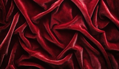 Obraz premium Luxurious Red Velvet Draped Fabric Texture