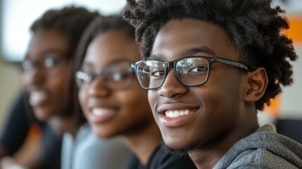 Smiling African Teen's Mentorship Moment with Friends