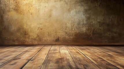 Warm Interior: Rustic Wood Floor and Aged Plaster Background, Cozy Texture