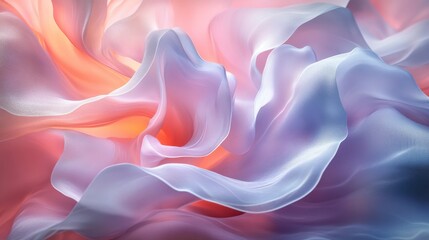 Obraz premium Soft Flowing Fabric Waves in Gentle Pastel Tones of Pink and Blue