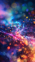 Quantum Mechanics Principles Abstract Illustration: Entanglement, Uncertainty and Light Particles